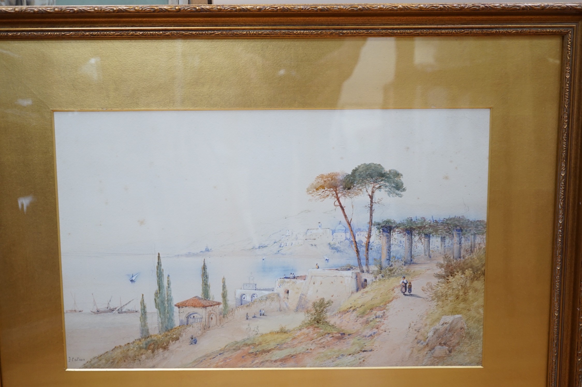 Frank Catano (1880-1920), watercolour, Mediterranean coastal landscape, signed, 29 x 47cm